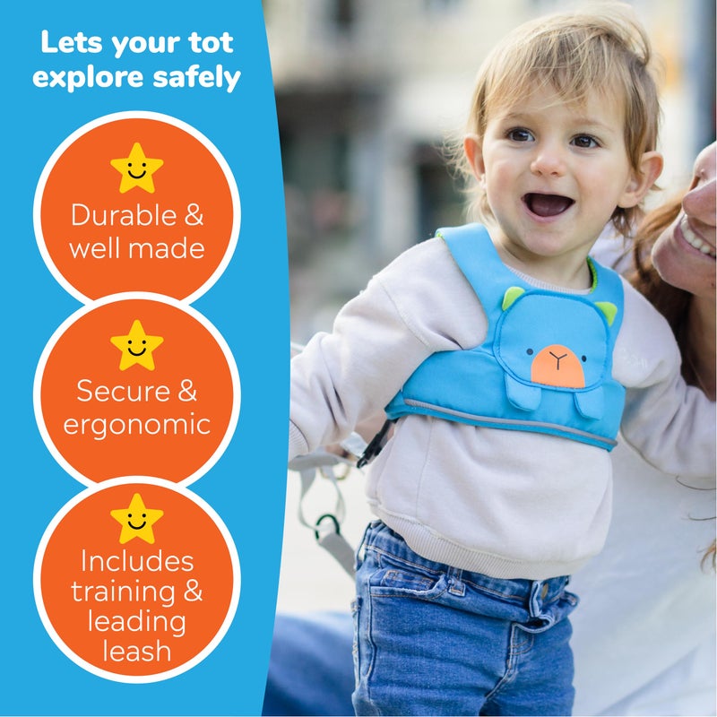 Trunki Toddler Leash - Fuss Free Toddler Walking Reins & Kids Safety Harness | Baby Leash for Kids - Bert Bear (Blue) - Image 3